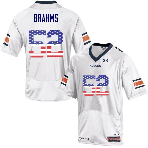 Men #52 Nick Brahms Auburn Tigers USA Flag Fashion College Football Jerseys-White - Click Image to Close